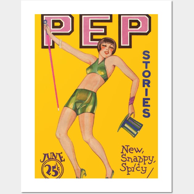 1920s Sexy Flapper - Pep Stories Magazine Cover Design Wall Art by Naves